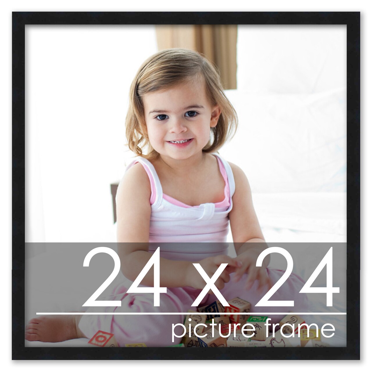 Square Simple Black Picture Frame - UV Acrylic, Foam Board Backing, Hanging Hardware